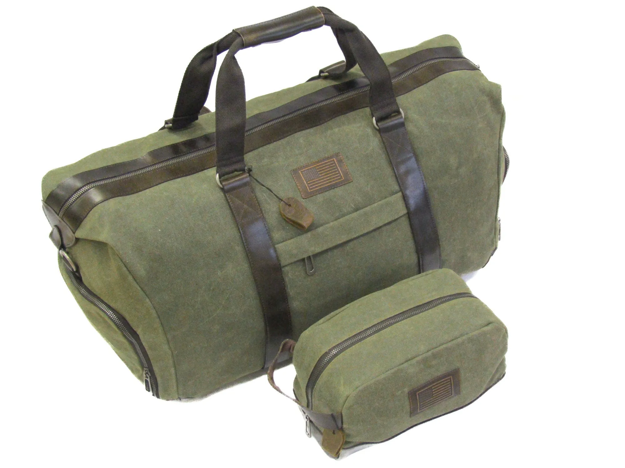 American Flag Waxed Canvas Weekender Bag.
