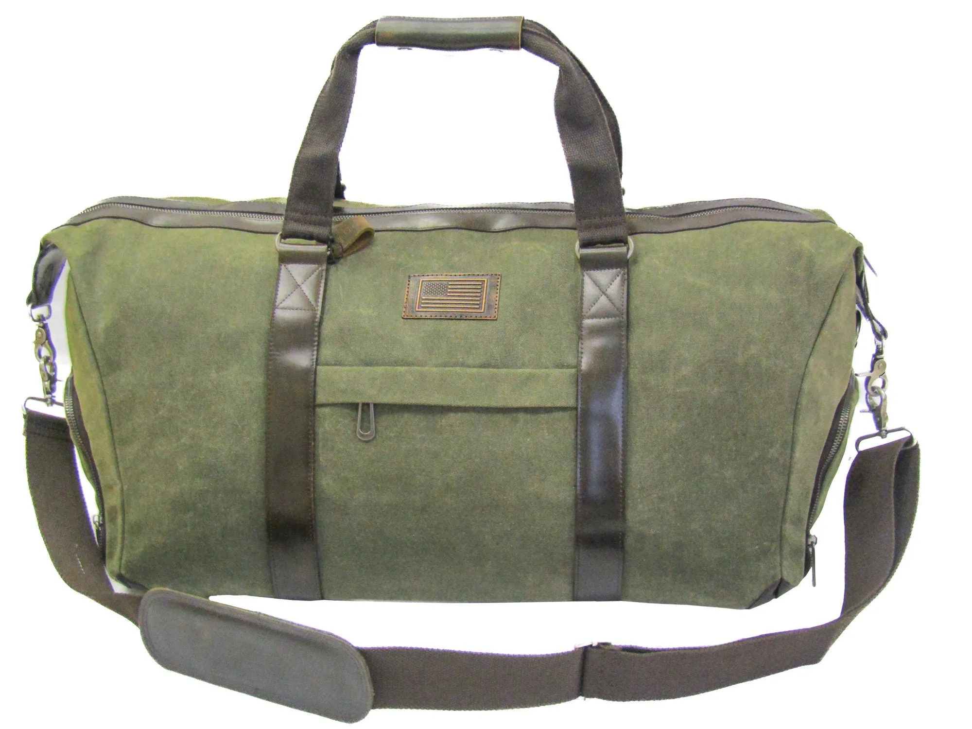 American Flag Waxed Canvas Weekender Bag.