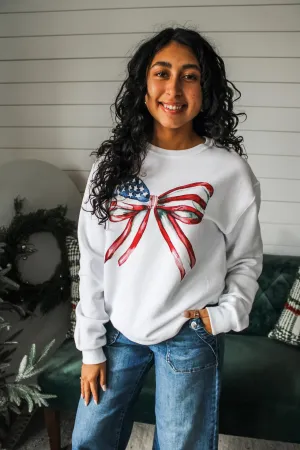 Americana Bow Graphic Sweatshirt • White - FINAL SALE