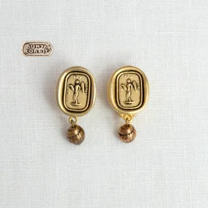 Angel Clip Earrings with Gold  Bead