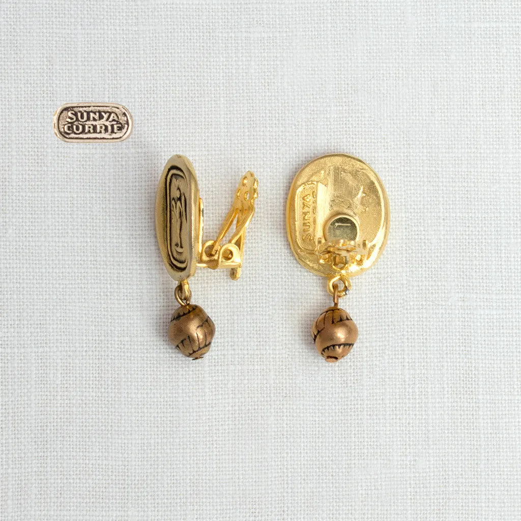 Angel Clip Earrings with Gold  Bead