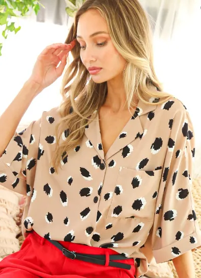 Animal Print Button Down Top