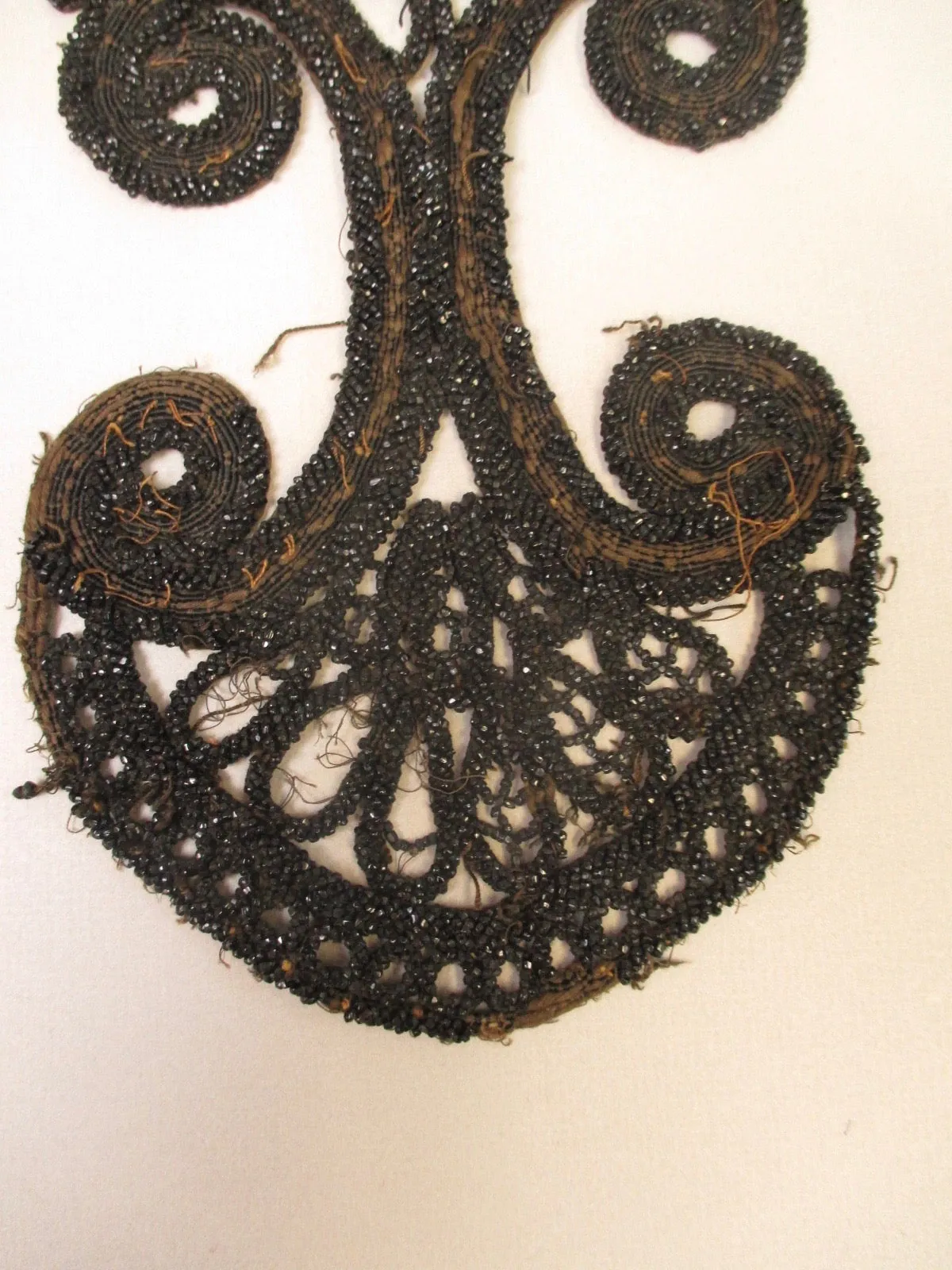 Antique Victorian Glass Jet Beaded Applique