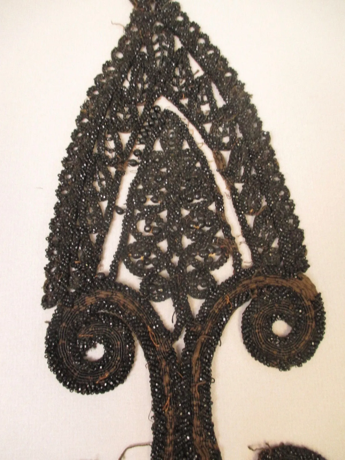 Antique Victorian Glass Jet Beaded Applique