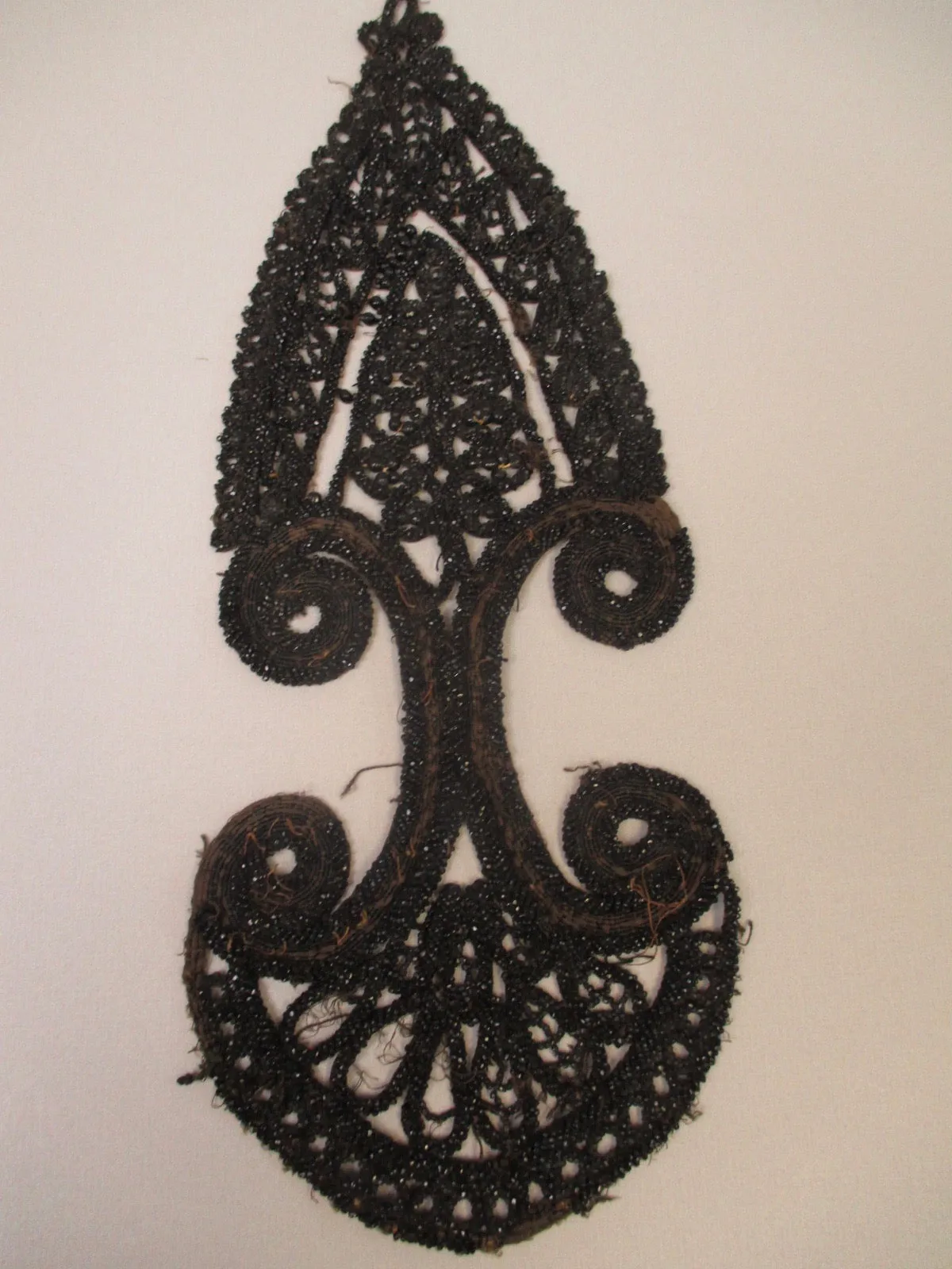 Antique Victorian Glass Jet Beaded Applique