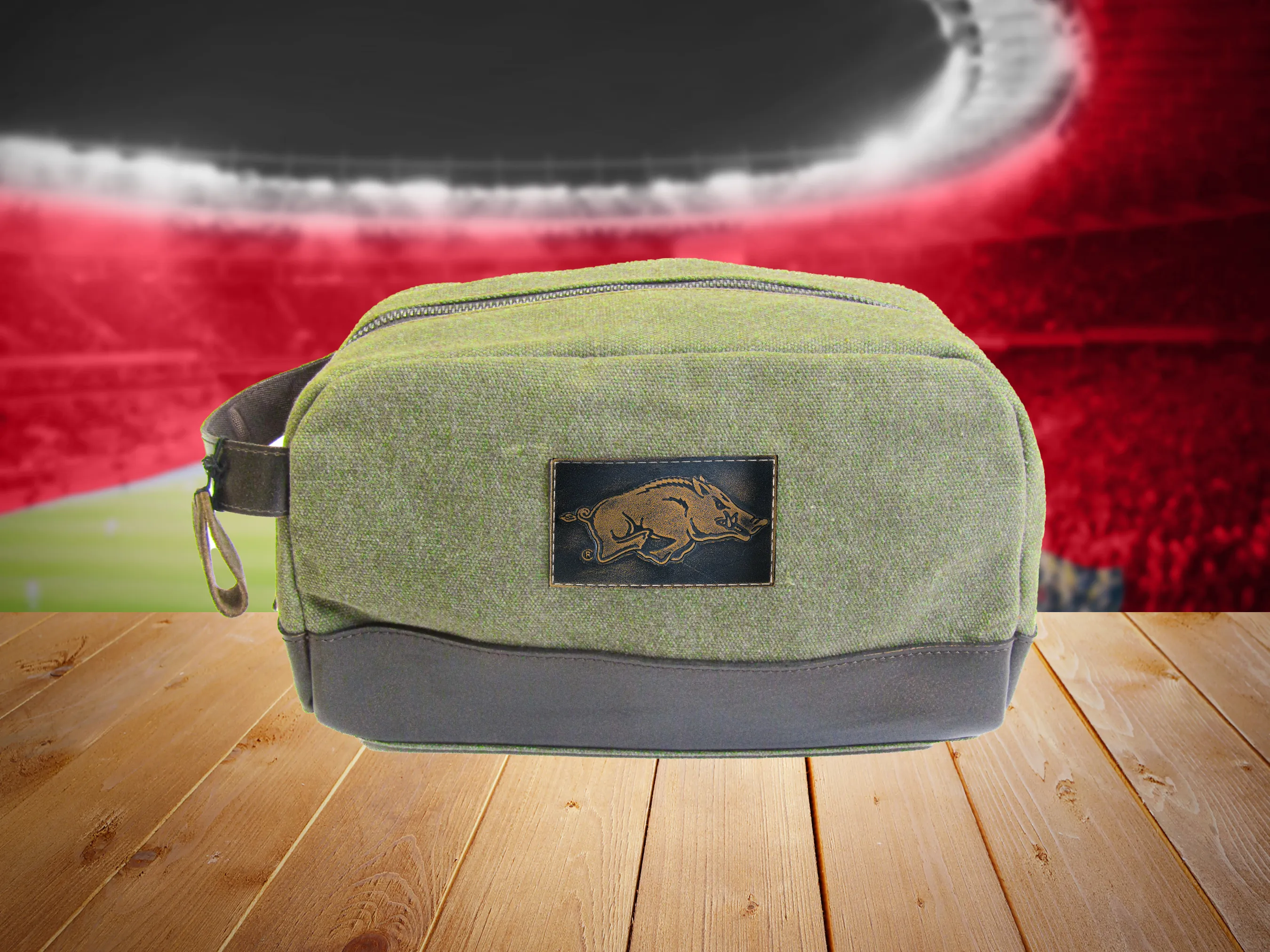 Arkansas Razorbacks Waxed Canvas Toiletry Dopp Bag