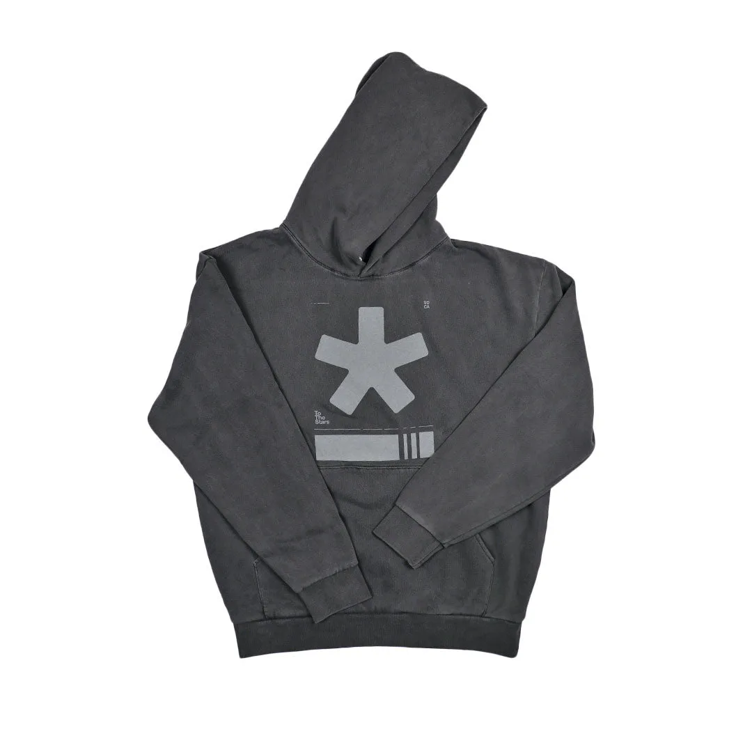 Asterisk Barcode Heavyweight Pullover Hoodie Metallic Pigment Black