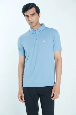 Athletic Drive Mens Polo Classic Button Down – Dusk Blue