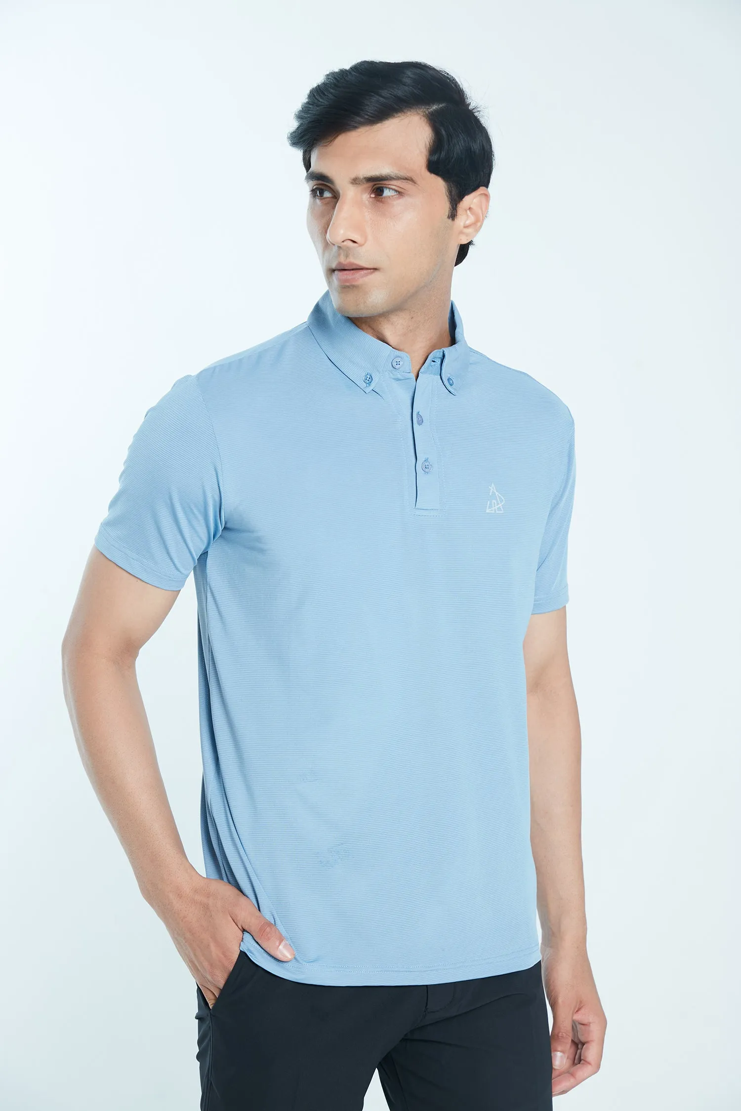 Athletic Drive Mens Polo Classic Button Down – Dusk Blue