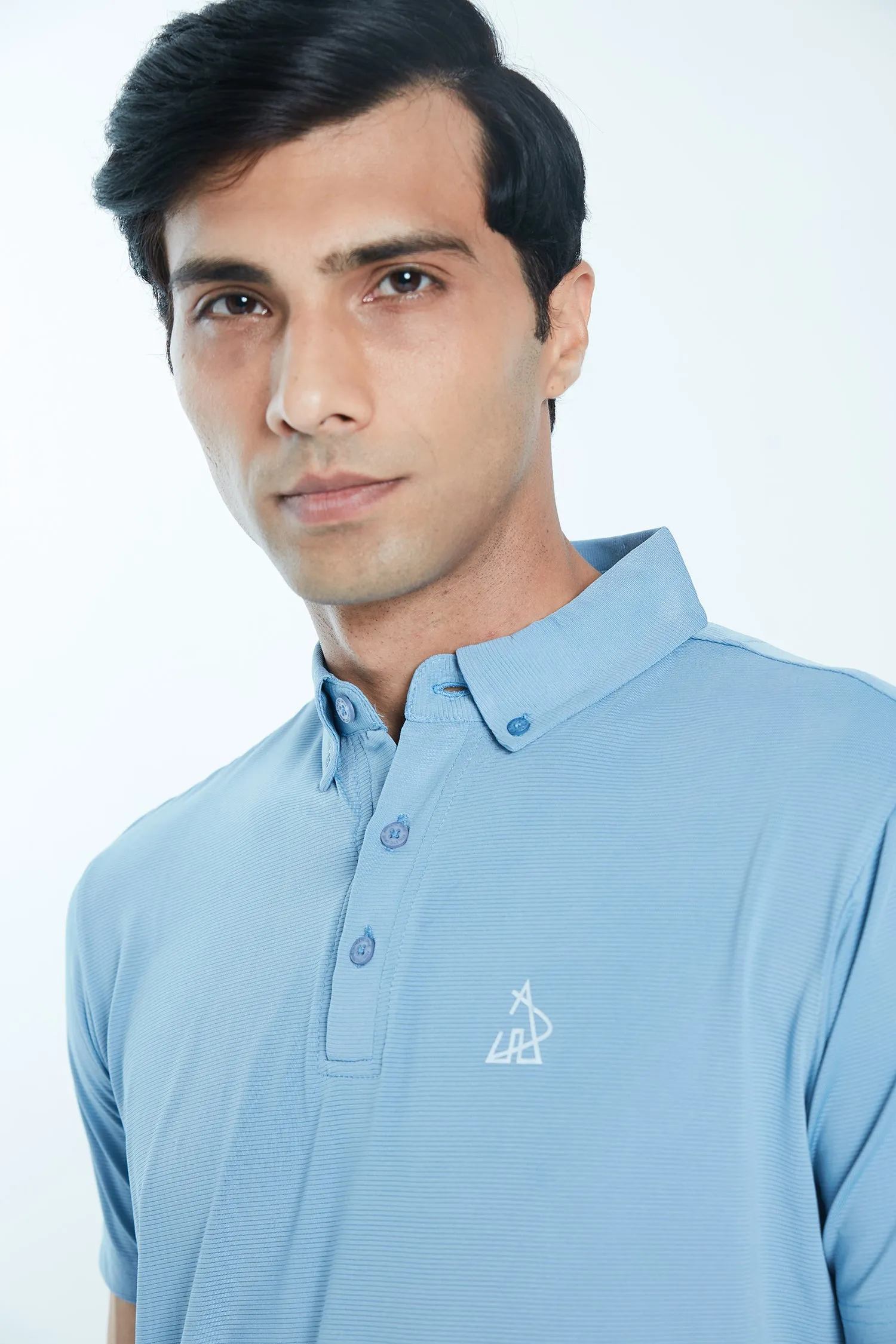 Athletic Drive Mens Polo Classic Button Down – Dusk Blue