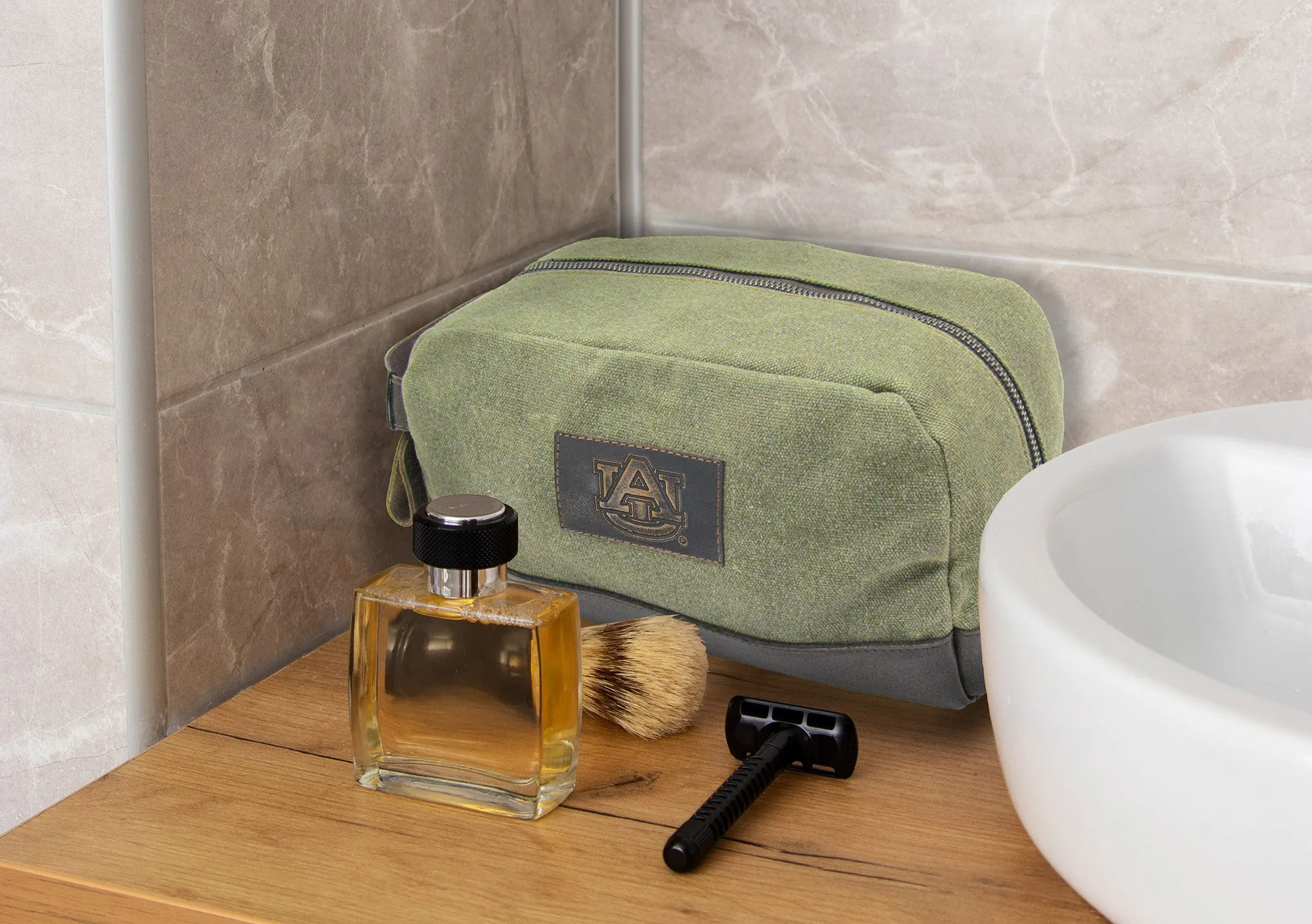 Auburn Tigers Waxed Canvas Toiletry Dopp Bag