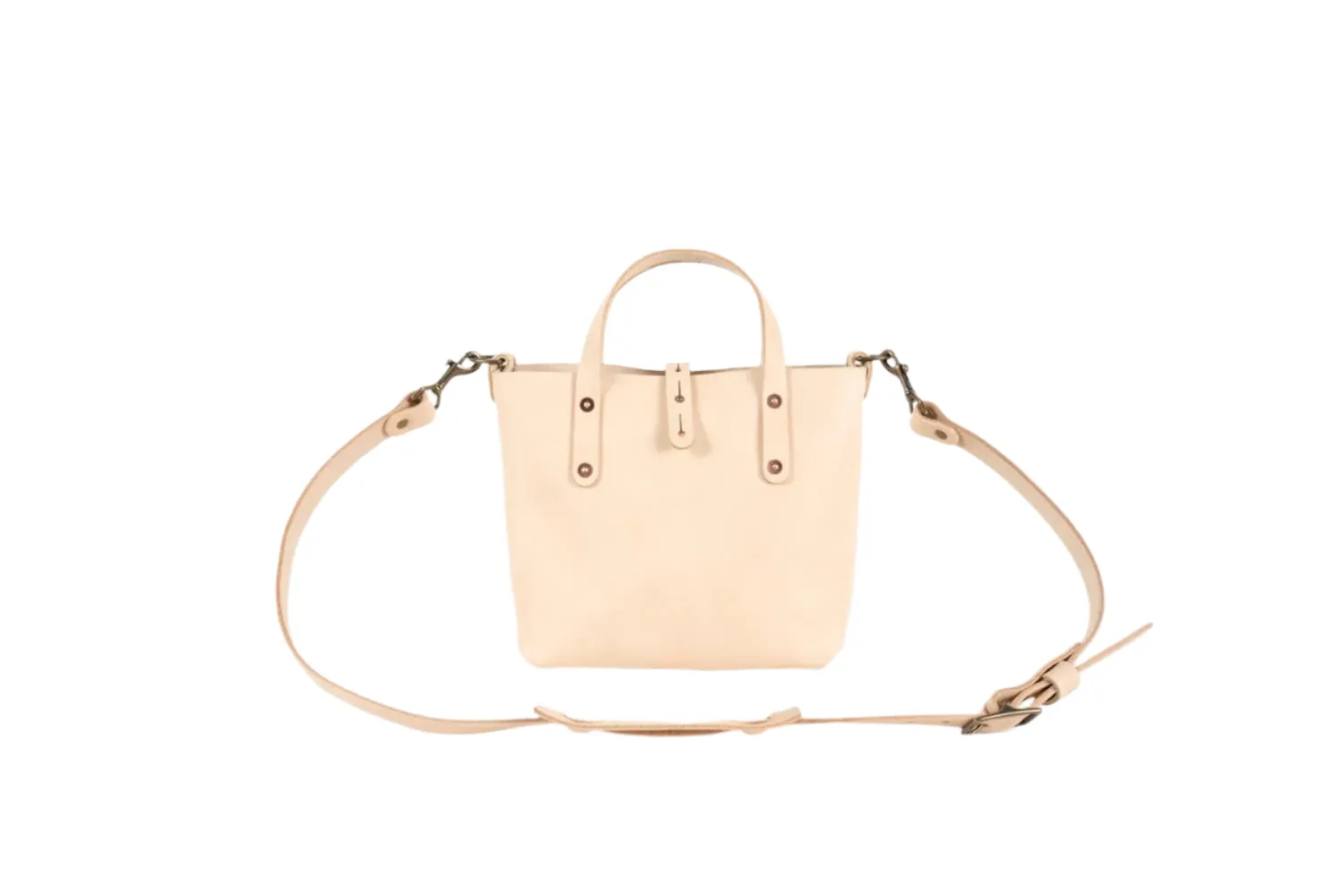AVERY LEATHER TOTE BAG - MINI CROSSBODY - NATURAL VEG TAN