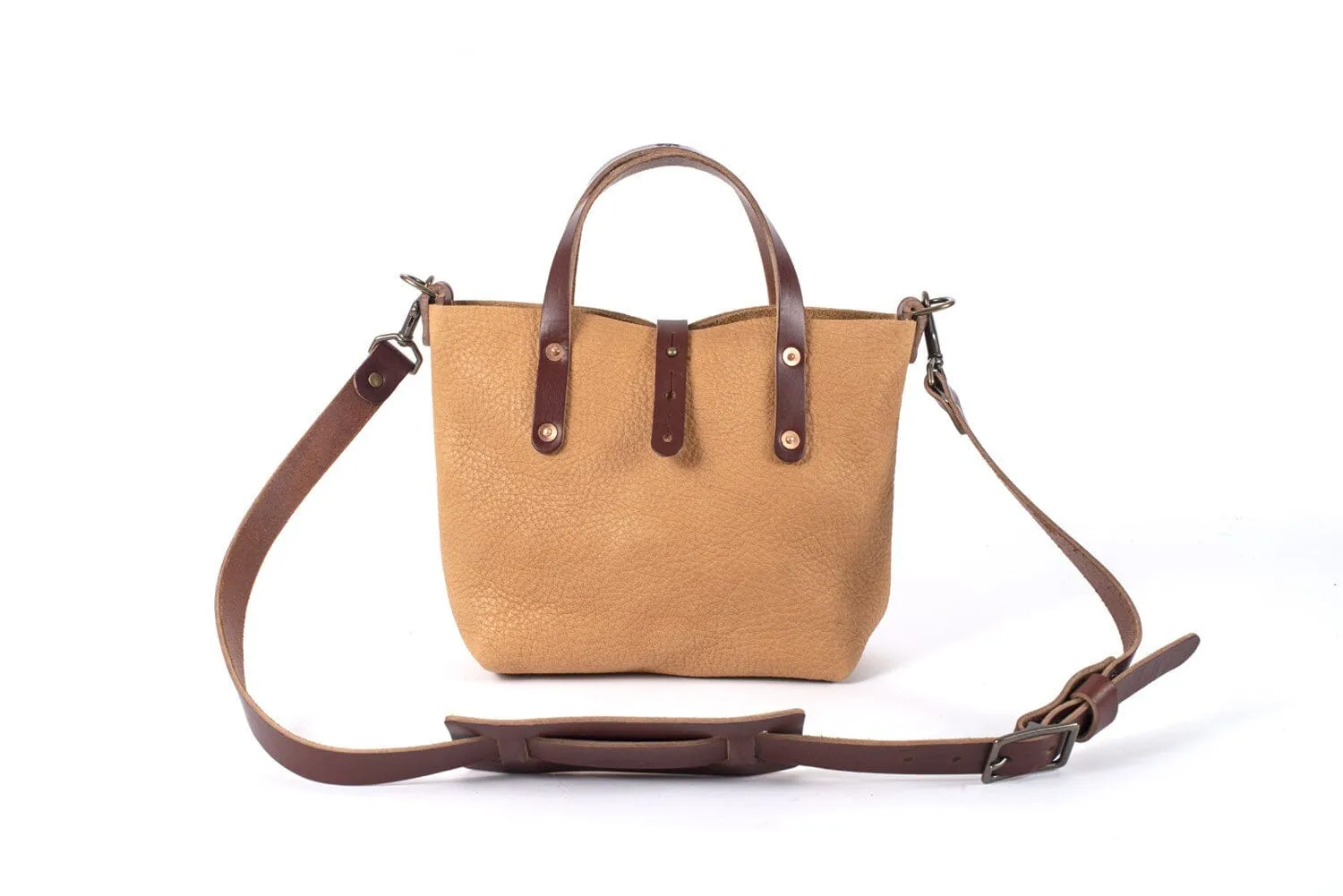 AVERY LEATHER TOTE BAG - MINI CROSSBODY - TAN
