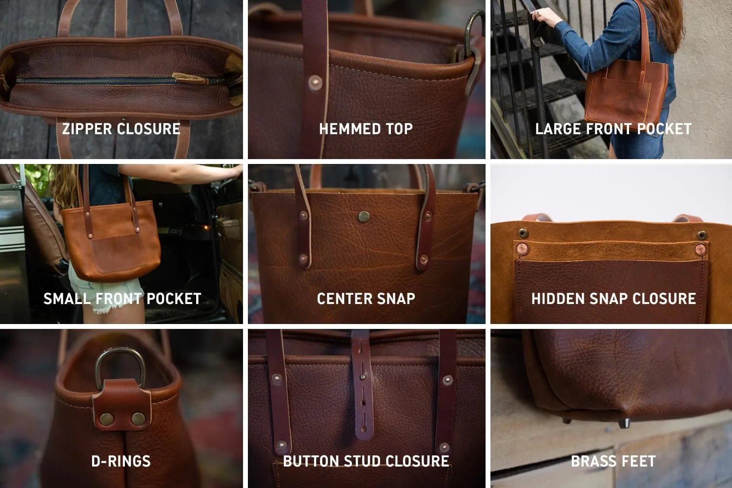 AVERY LEATHER TOTE BAG - SMALL - MOCHA