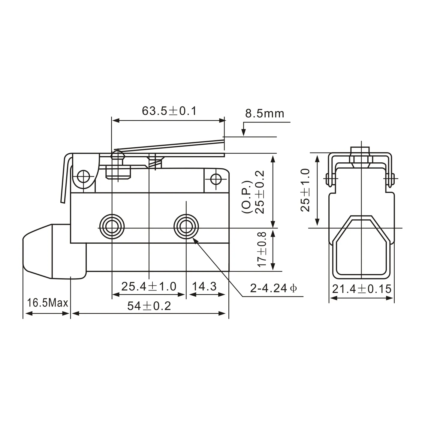 AZ-7140 Lever Switch Side Mount Limit Switch