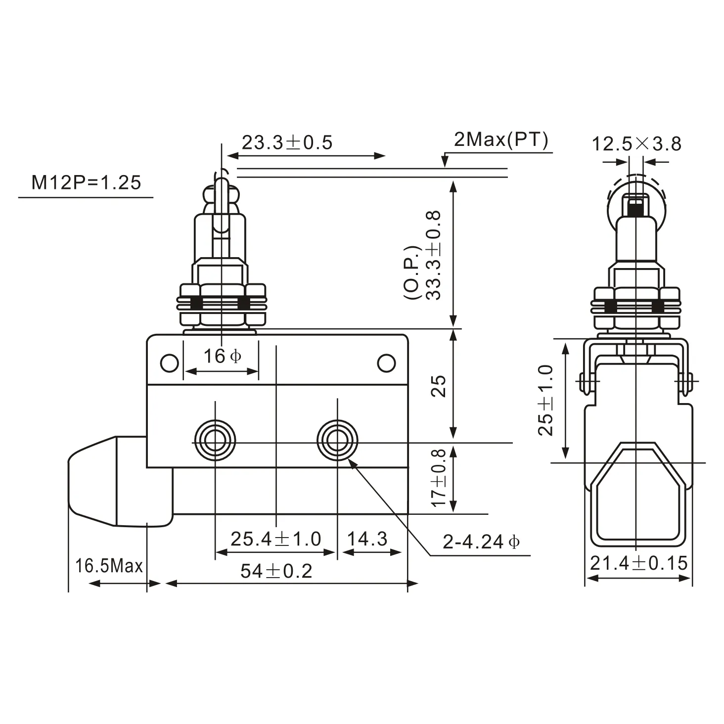 AZ-7312 Panel Mount Cross Roller Plunger Limit Switch