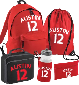 Back to School Personalised Red Football Name & Number Set - other options available