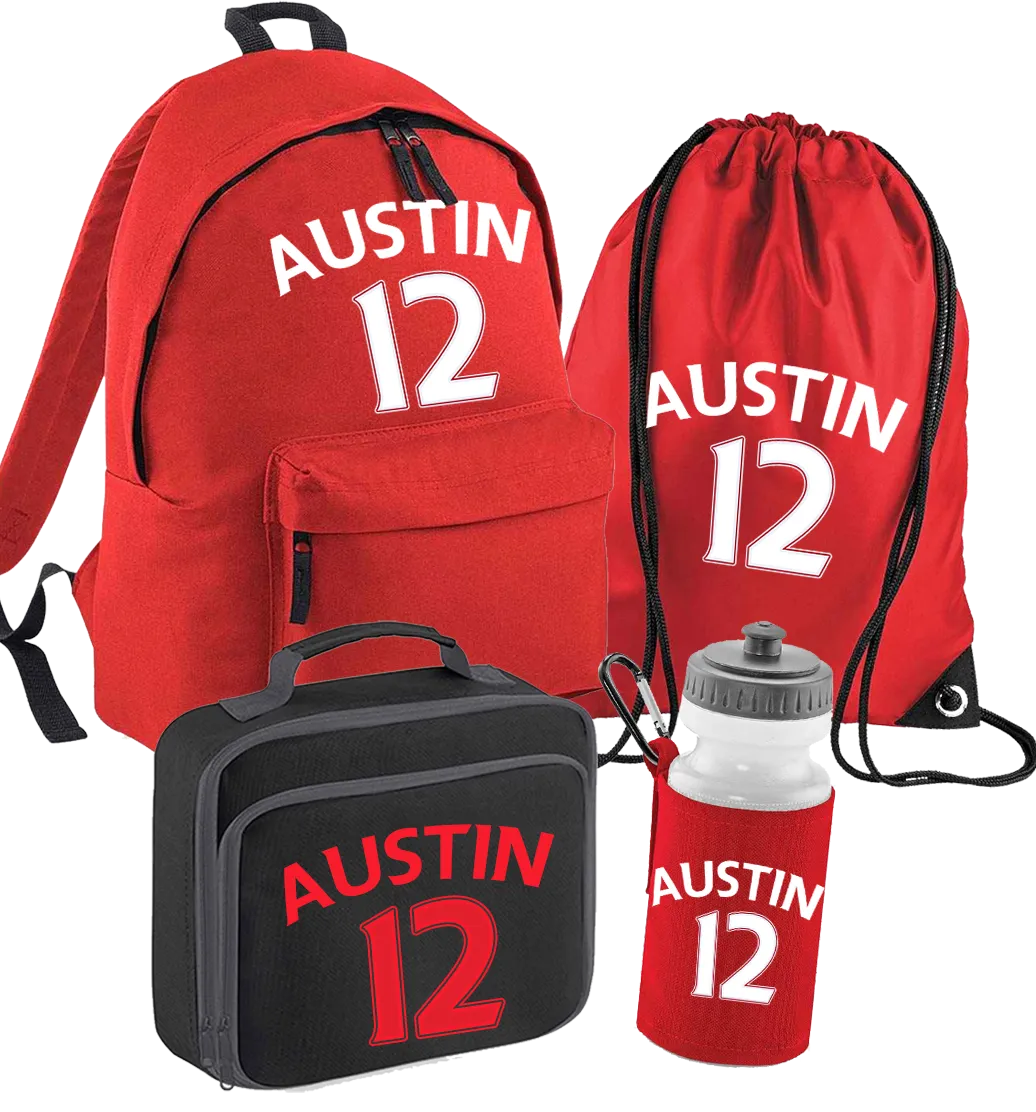 Back to School Personalised Red Football Name & Number Set - other options available