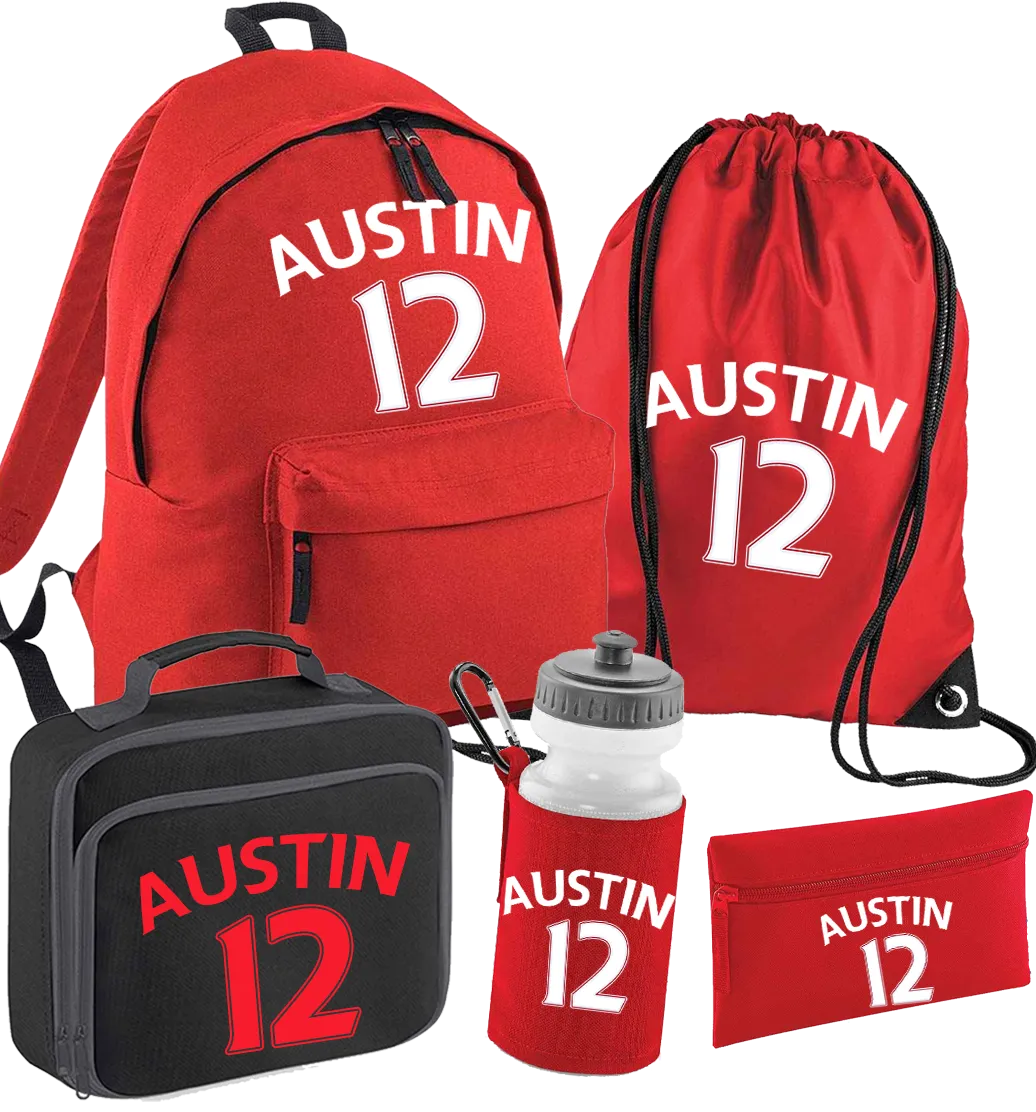 Back to School Personalised Red Football Name & Number Set - other options available