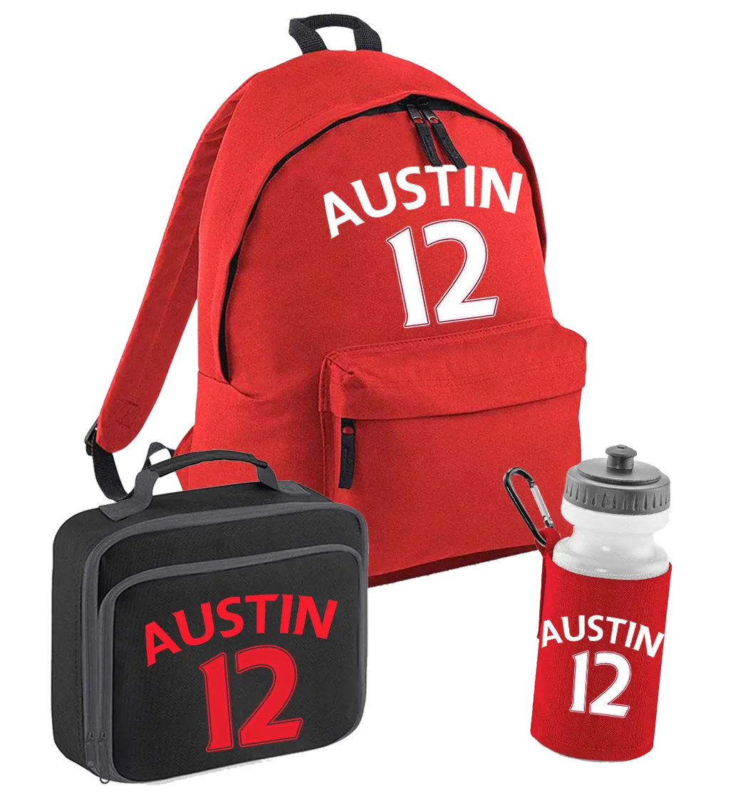 Back to School Personalised Red Football Name & Number Set - other options available