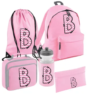 Back to School Pick & White Personalised Initial Set - more options available