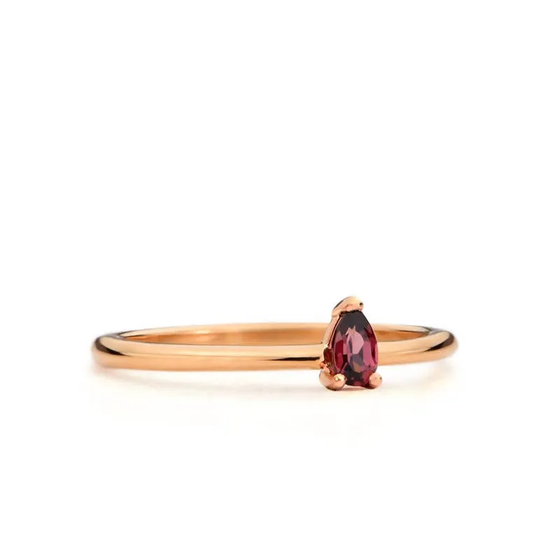Bague alba or rose et grenat rhodolite