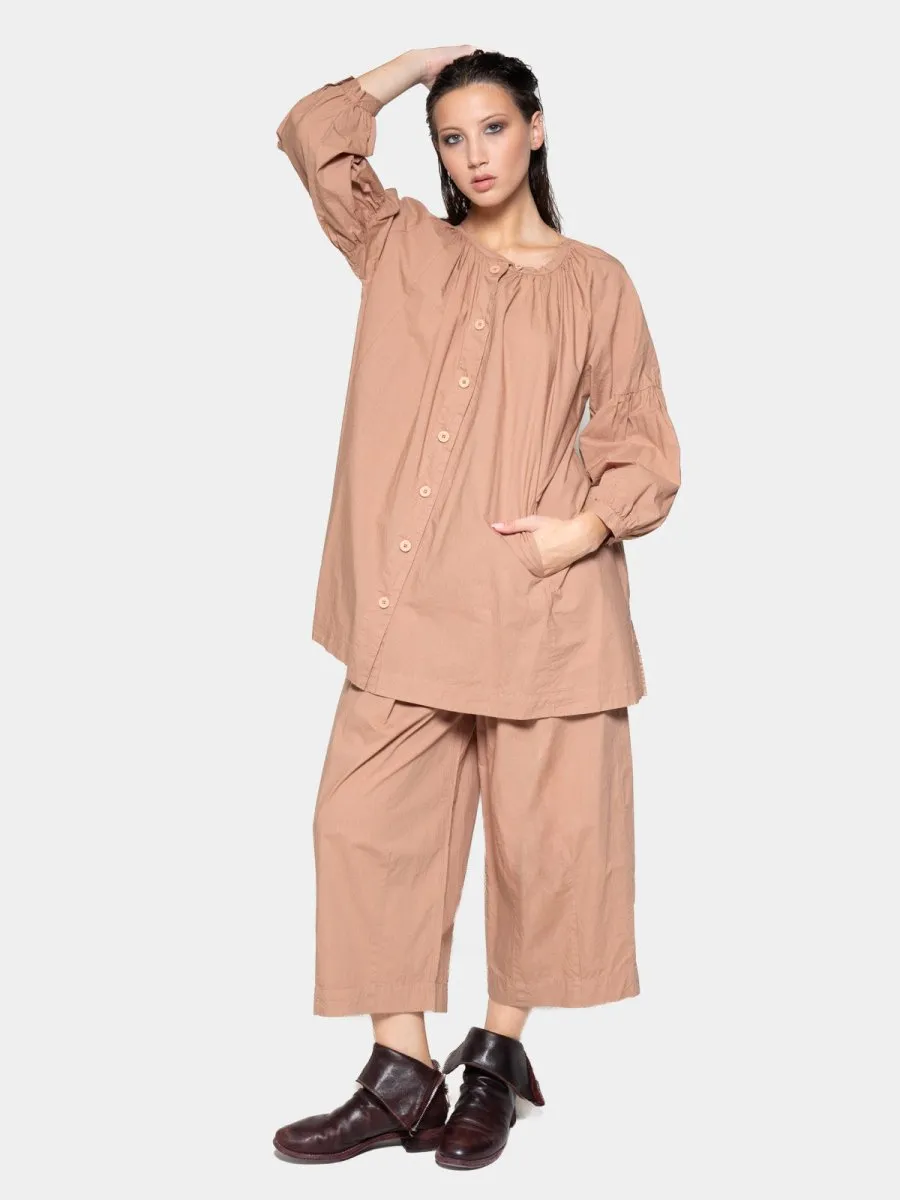 Balloon Sleeve Cotton Peasant Shirt