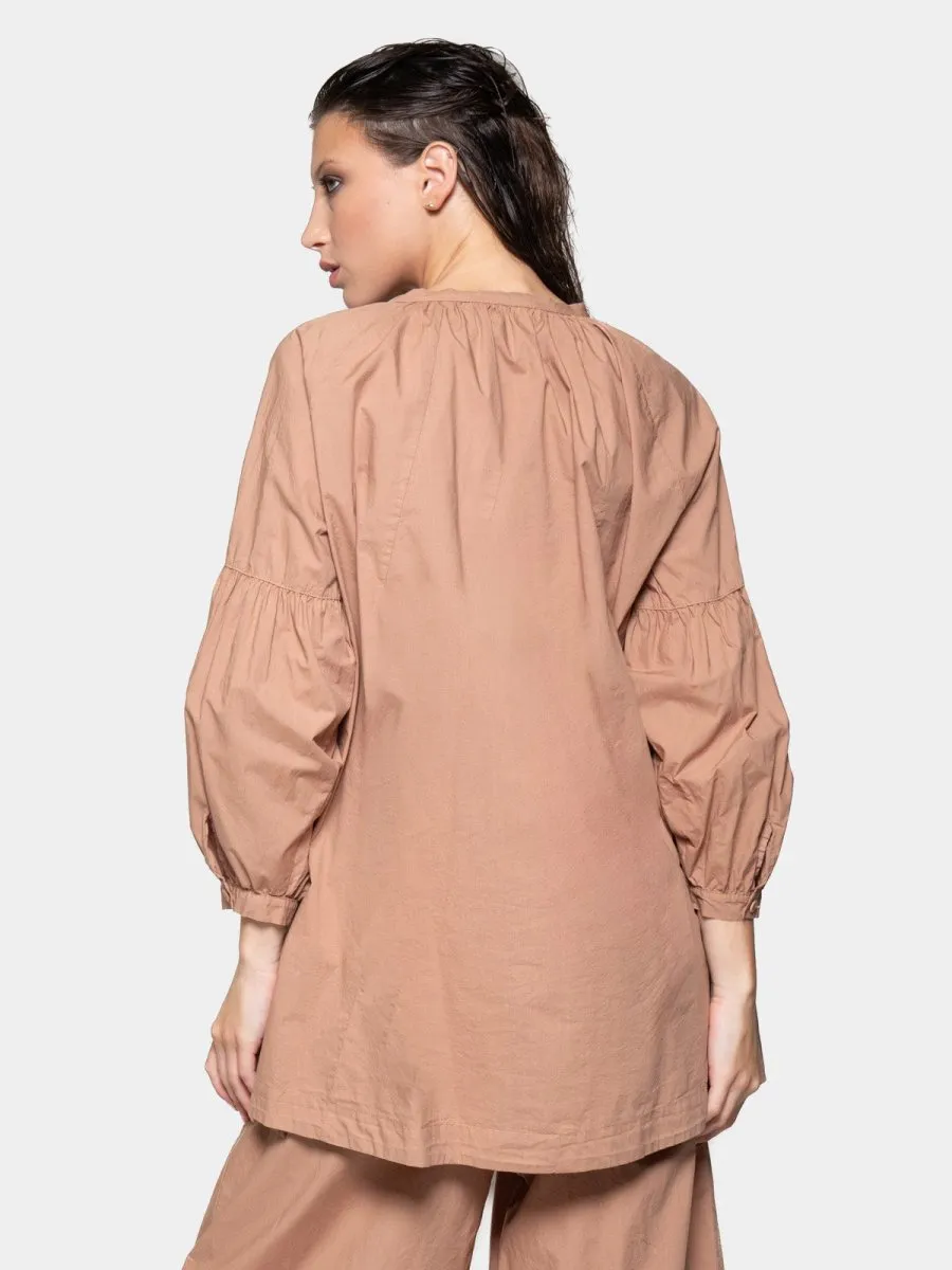 Balloon Sleeve Cotton Peasant Shirt