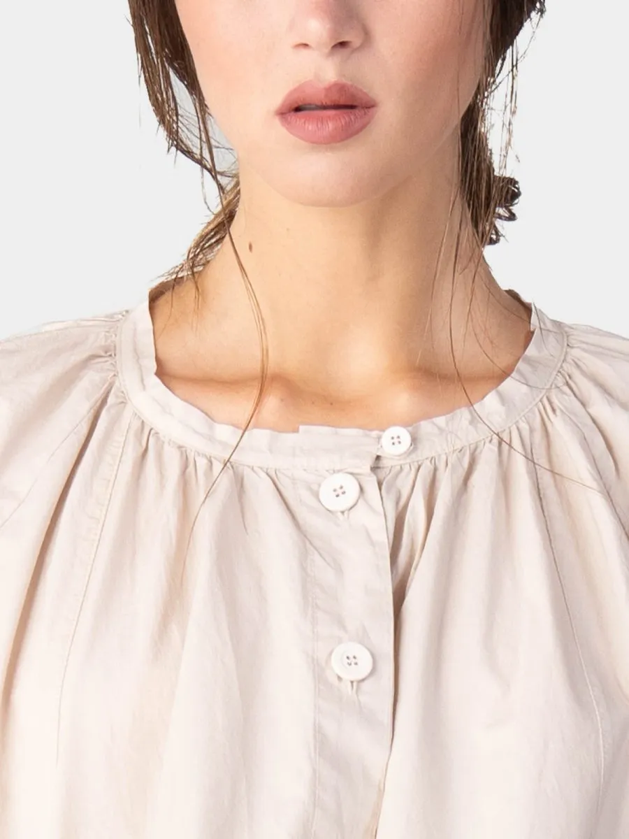 Balloon Sleeve Cotton Peasant Shirt