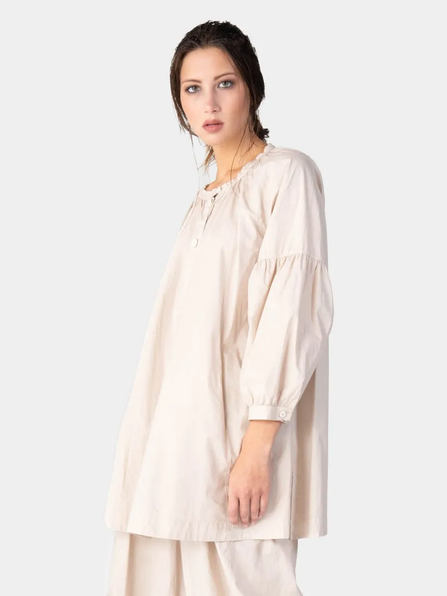Balloon Sleeve Cotton Peasant Shirt