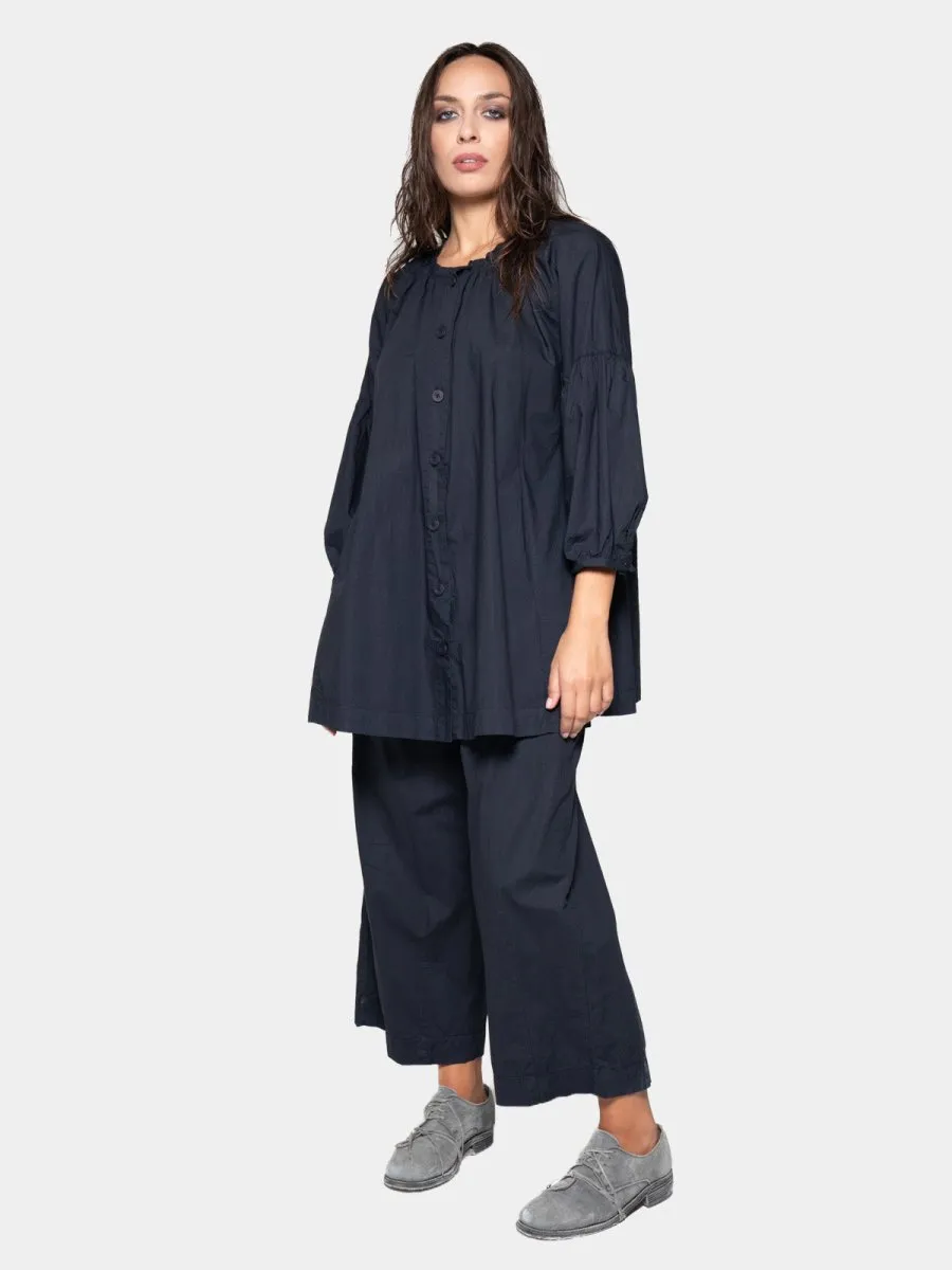 Balloon Sleeve Cotton Peasant Shirt
