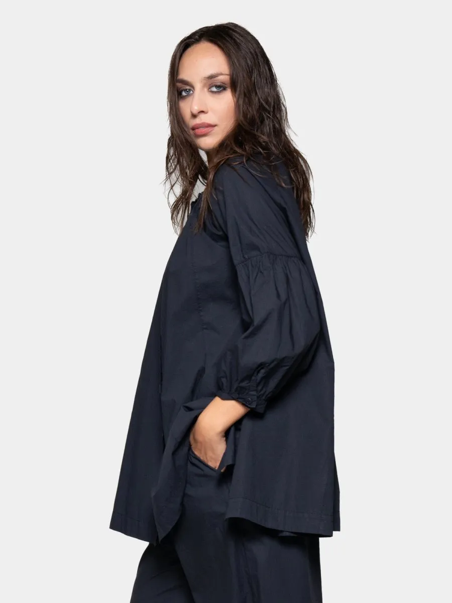Balloon Sleeve Cotton Peasant Shirt