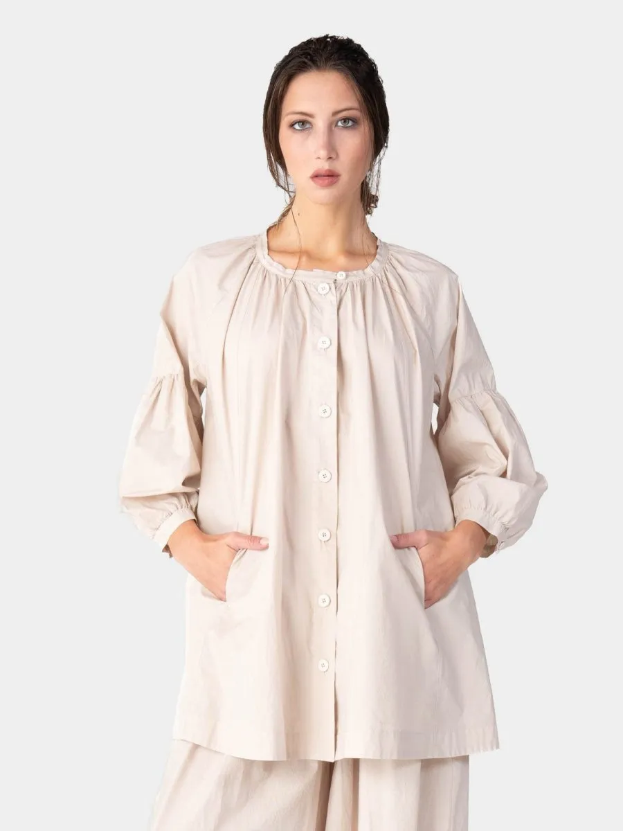 Balloon Sleeve Cotton Peasant Shirt
