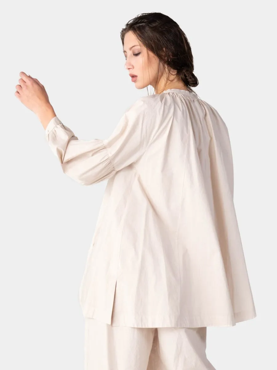 Balloon Sleeve Cotton Peasant Shirt