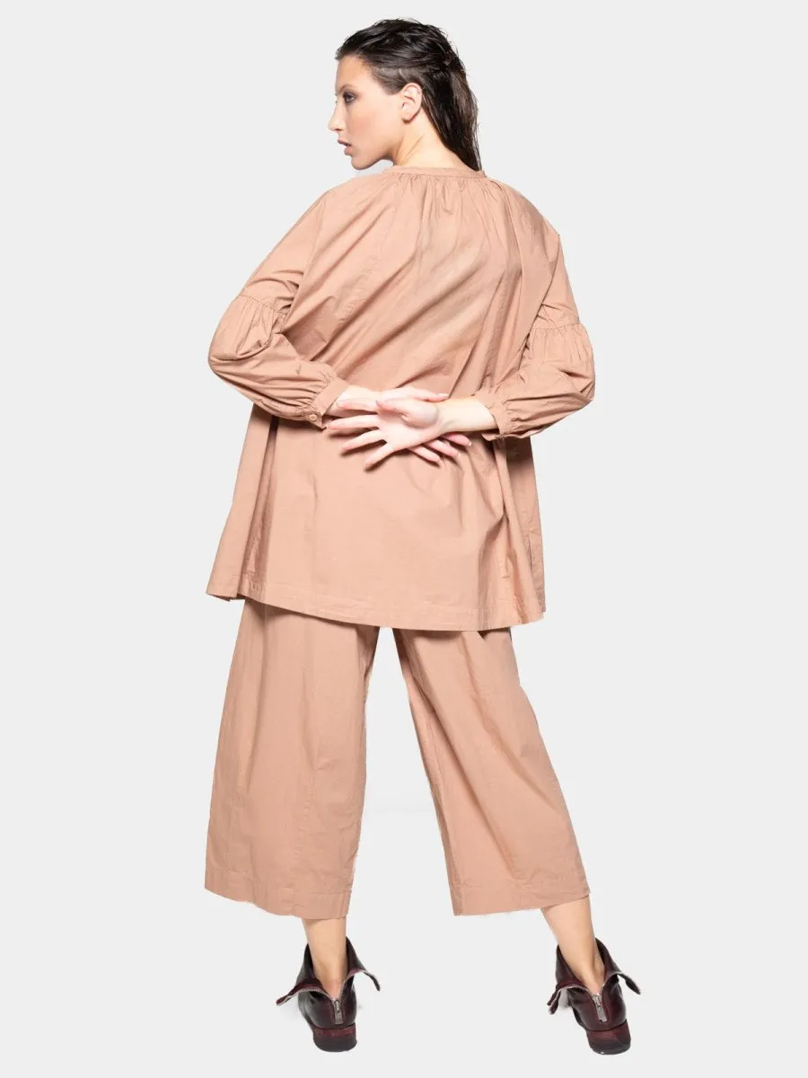 Balloon Sleeve Cotton Peasant Shirt