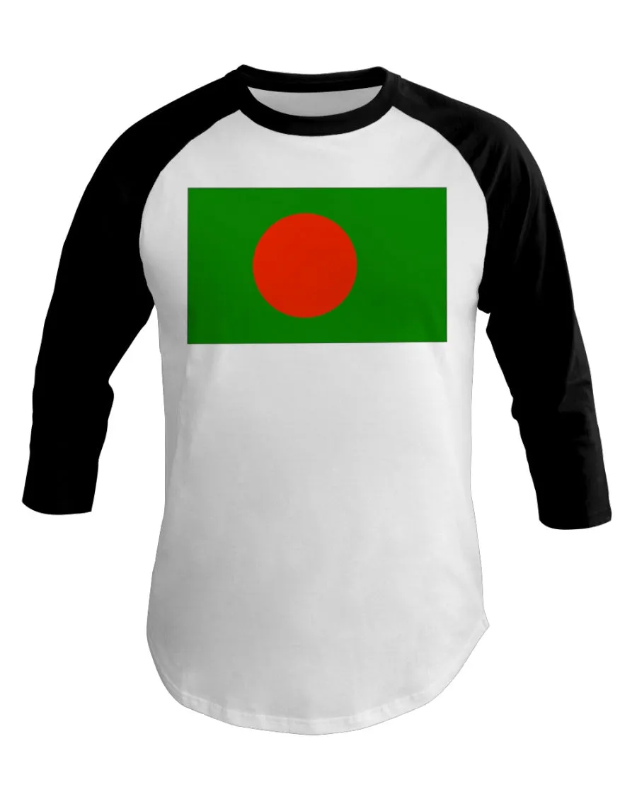 Bangladesh Flag 3/4 Sleeve Raglan Shirt