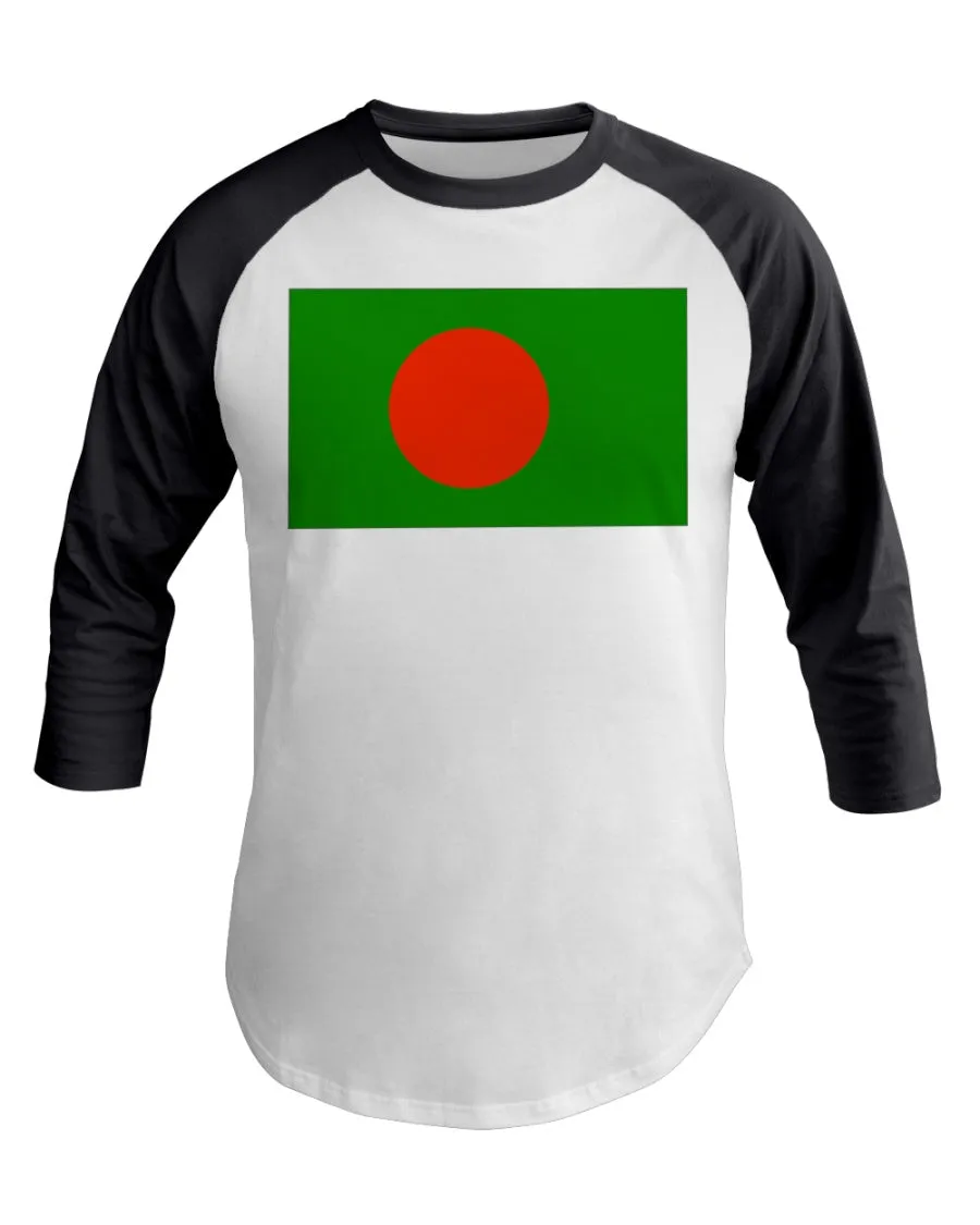 Bangladesh Flag 3/4 Sleeve Raglan Shirt