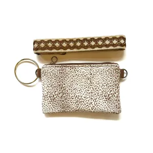 Bangle Clutch with vintage upholstery Trim Strap