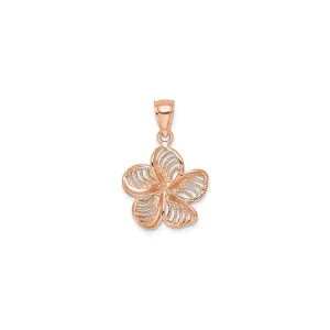 Beaded Pink Plumeria Flower Pendant (14K)