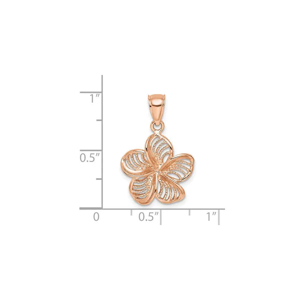 Beaded Pink Plumeria Flower Pendant (14K)