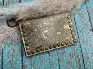 Becca Card Holder - Cream W/Gold Acid & Gold Rivets