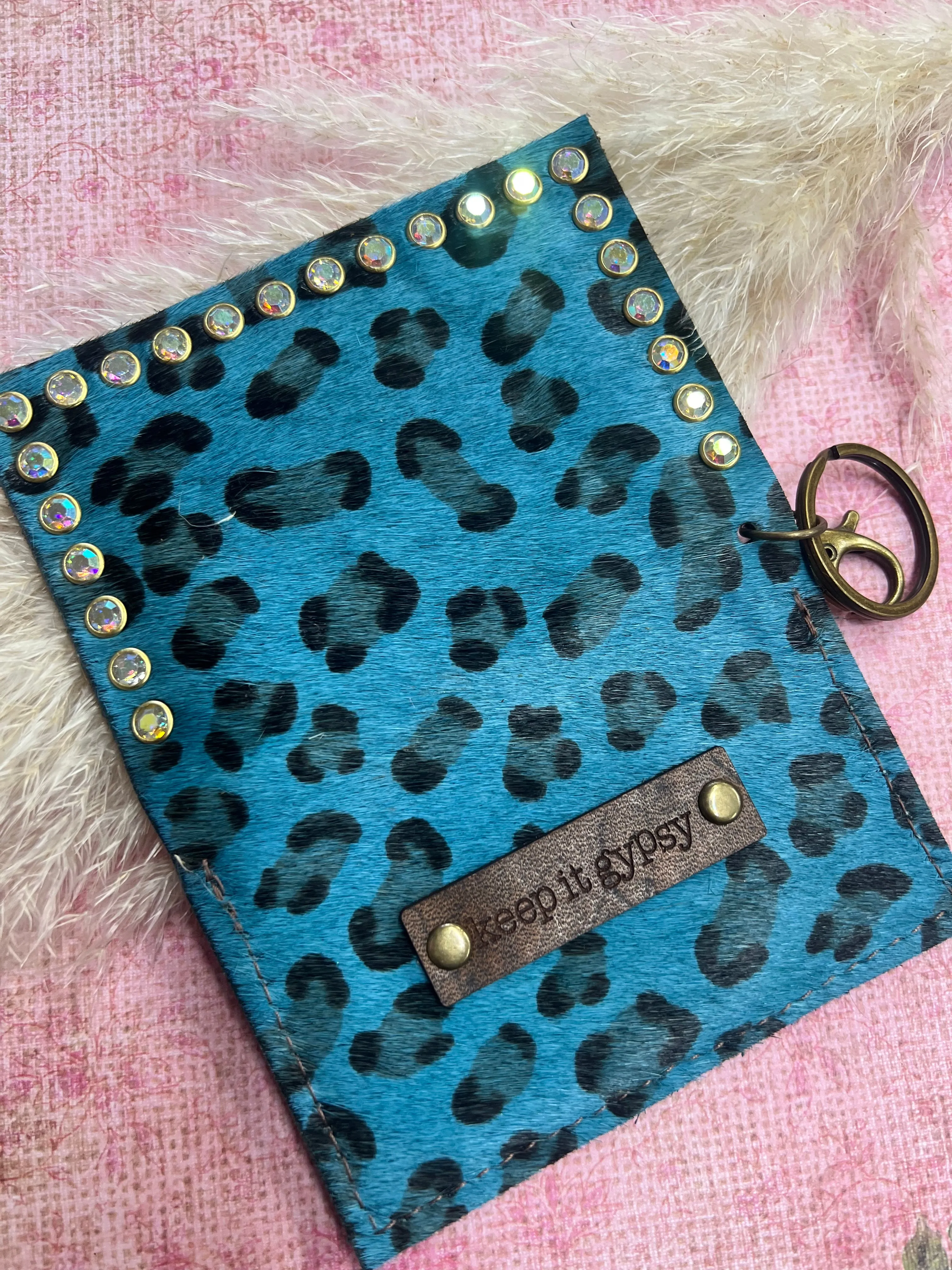 Becca Card Holder - HOH Blue Leopard W/AB Crystals