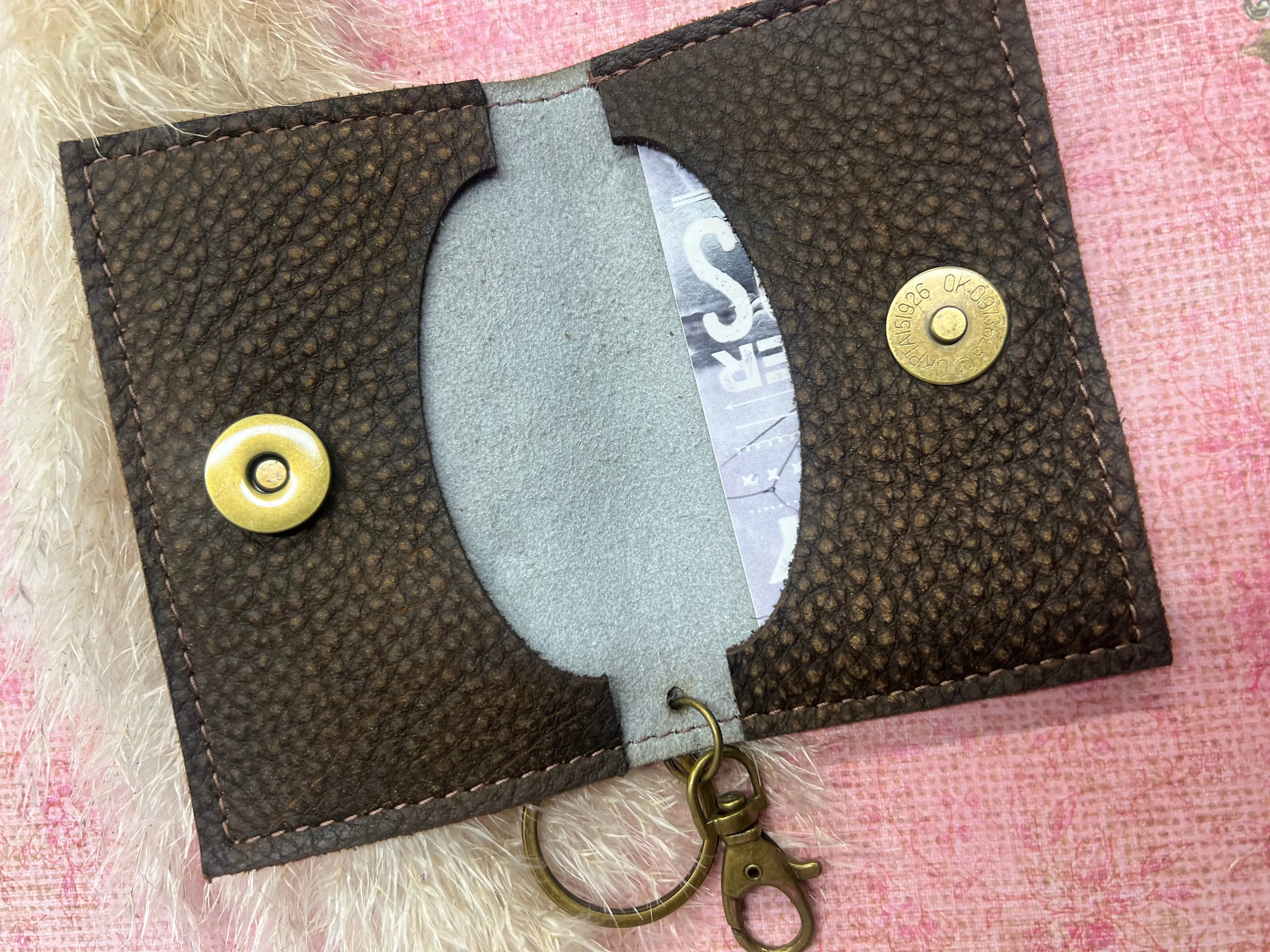 Becca Card Holder - HOH Cream W/Gold Acid Buffalo Concho
