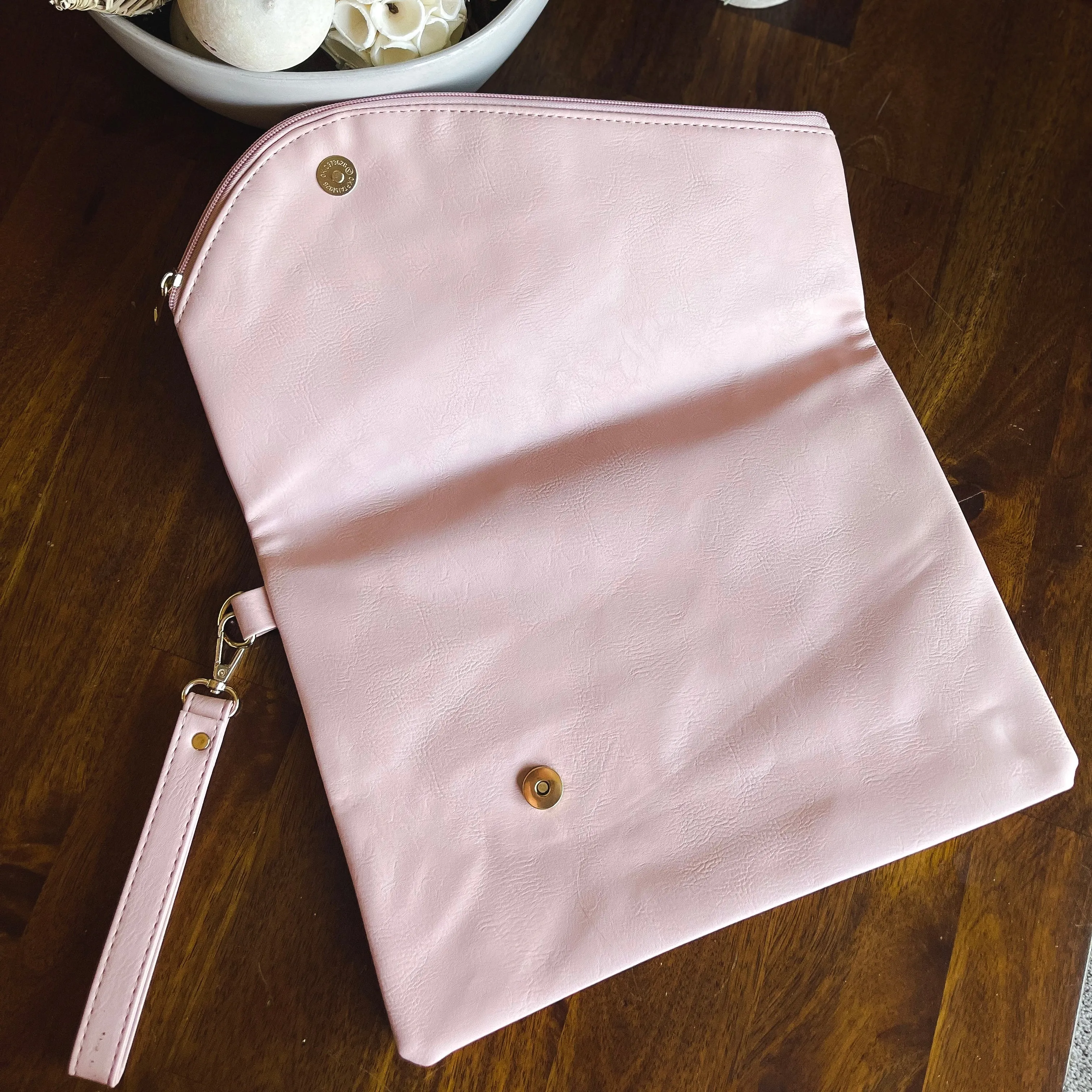 Bella Fold Over Envelope Clutch - Blush - LAST ONE