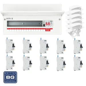BG Fortress CFUSW15SPD 19 Module 15 Way 100A Main Switch Consumer Unit with T2 SPD   10 RCBOs & 5x CUA04 FREE Blanks