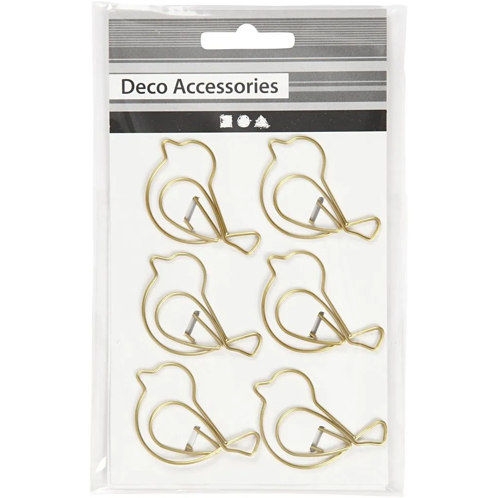 Bird Shaped Metal Gold Colour Paperclips For Card Gift Decorations 32 mm x 40 mm