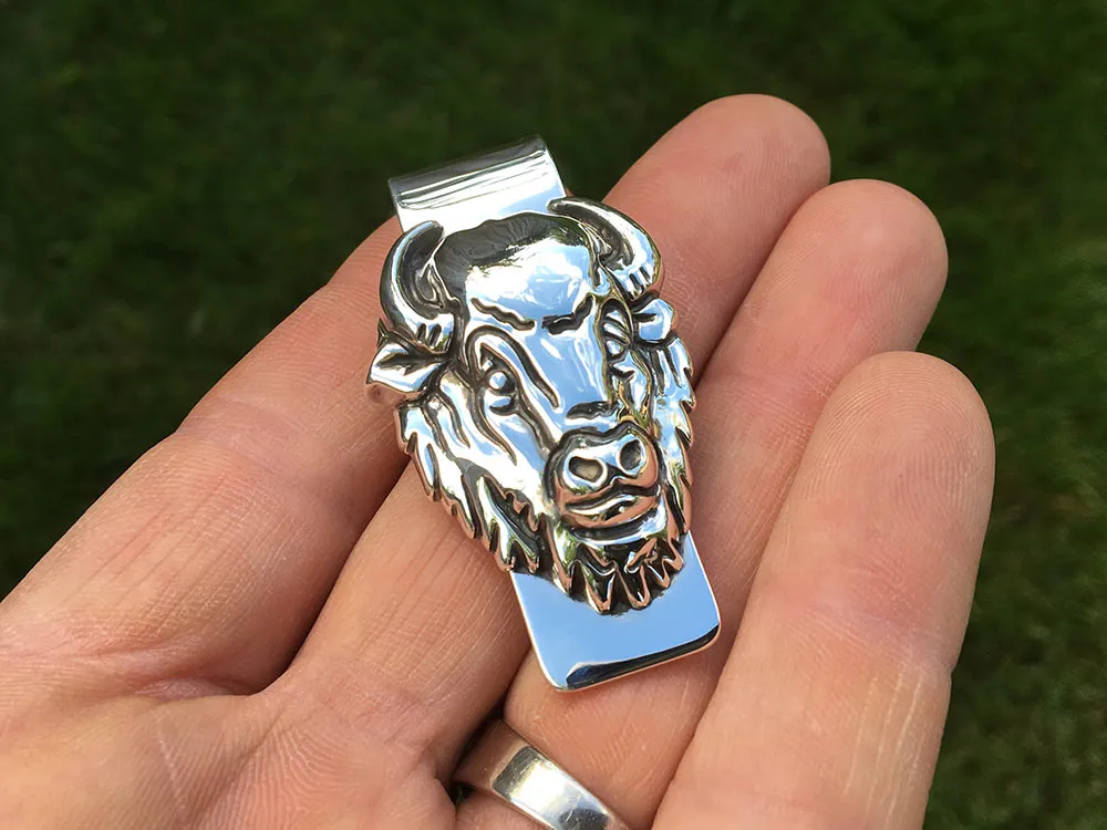 Bison Buffalo Money Clip Sterling Silver