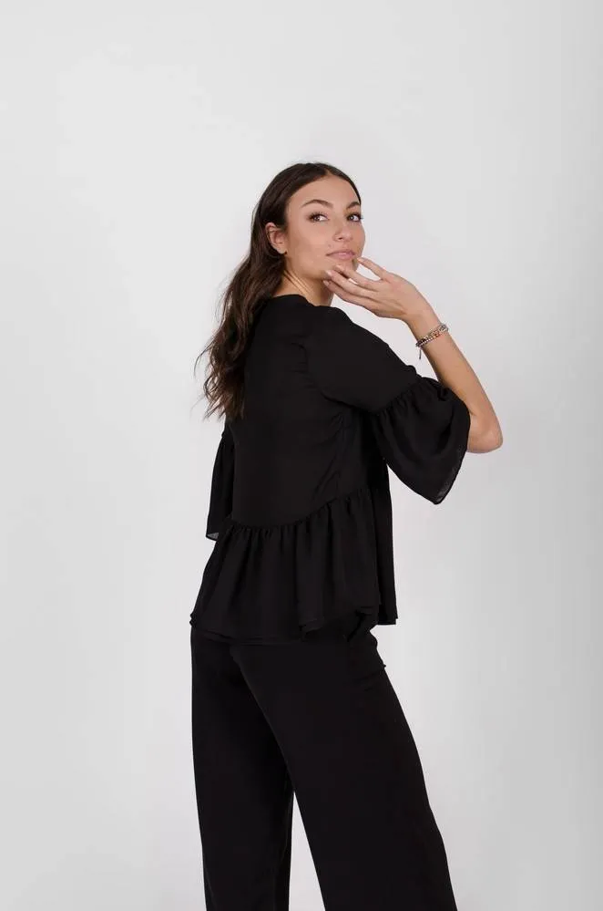 Blouse marguerite noir profond