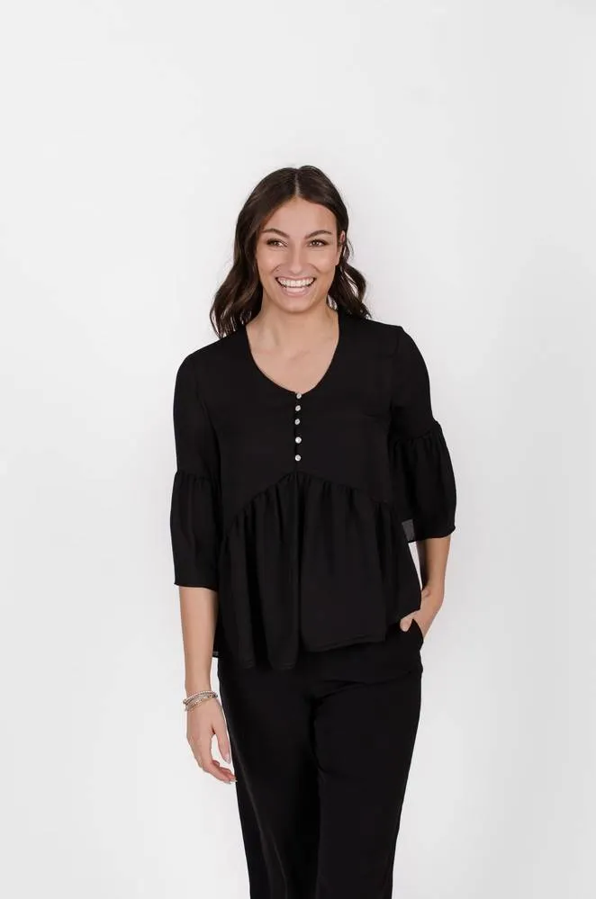 Blouse marguerite noir profond