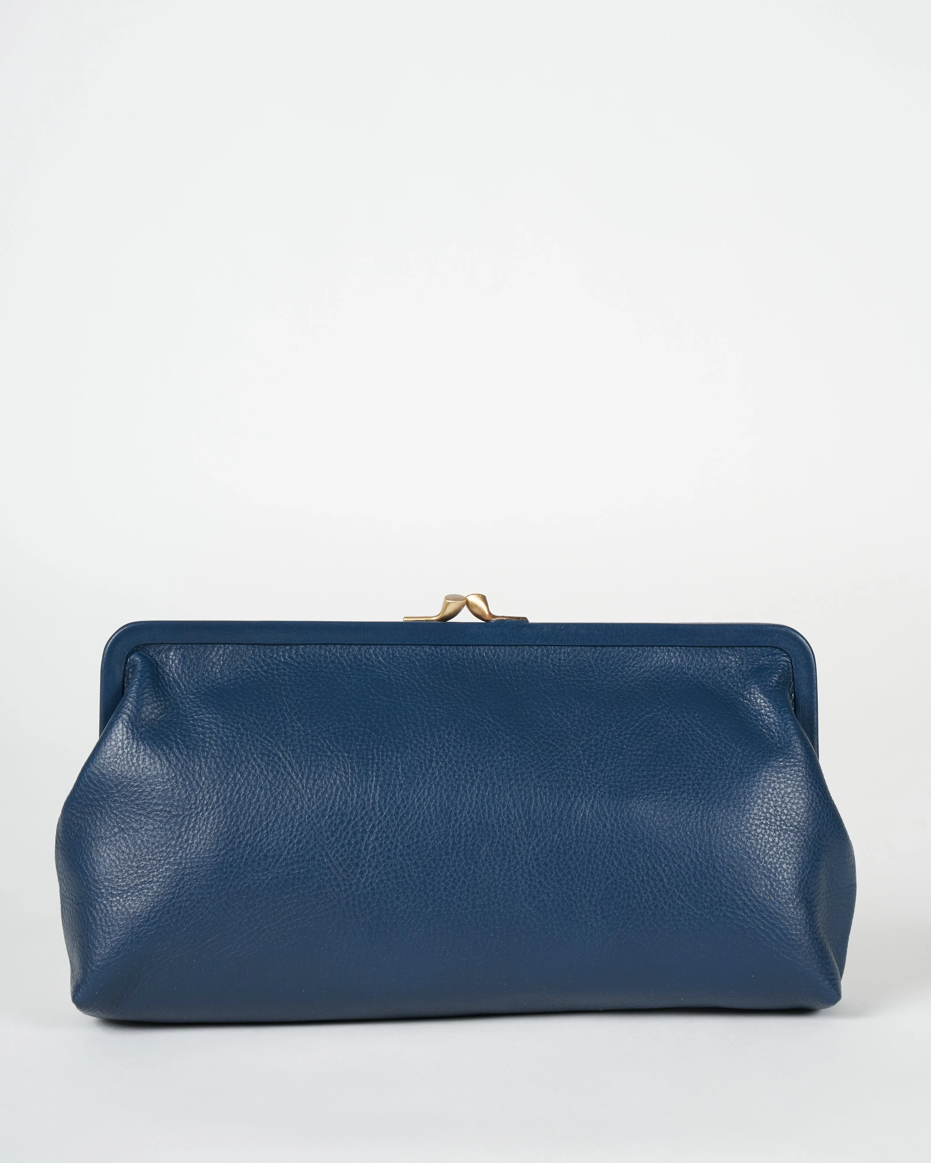 blue clutch- blue leather